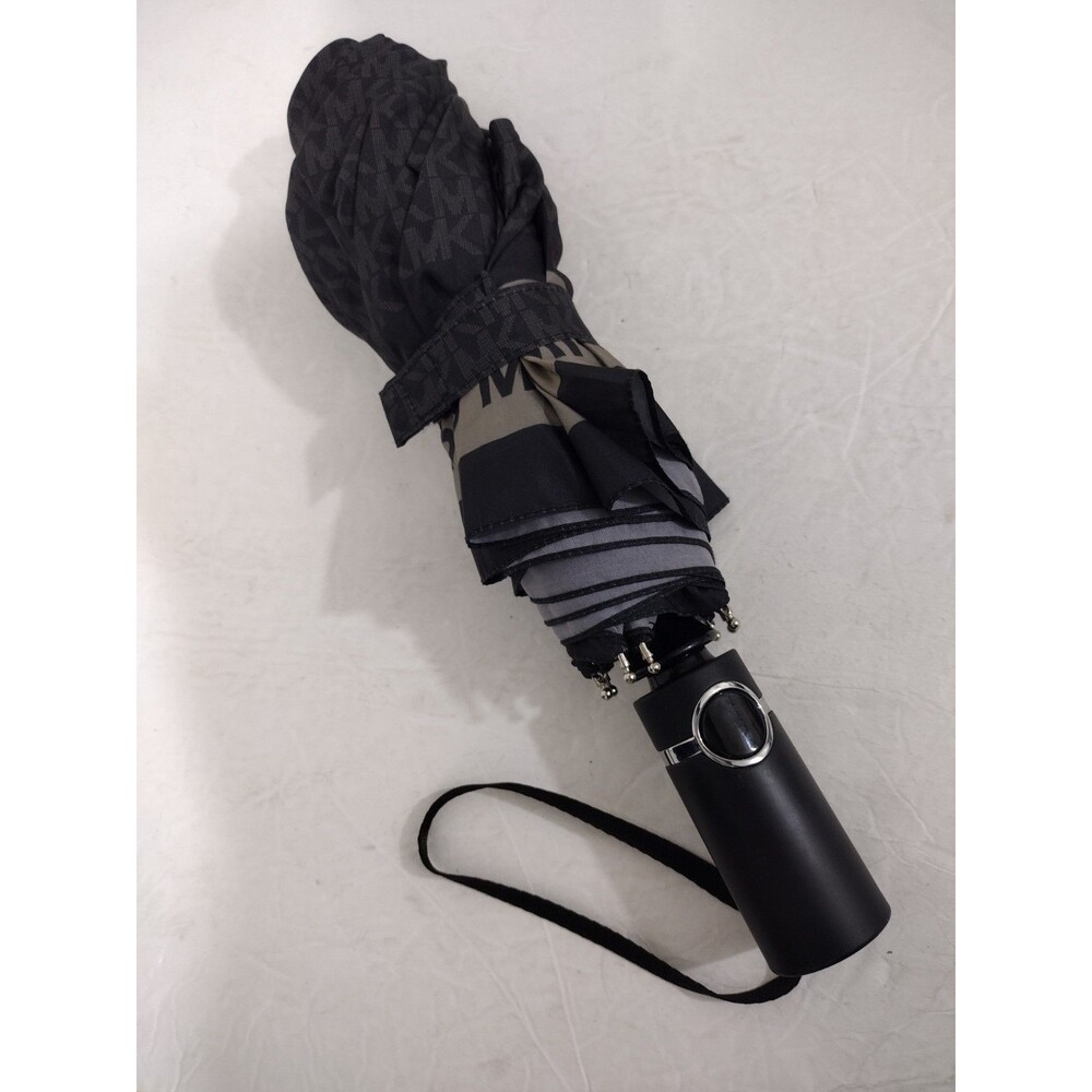 Authentic MK Logo Michael Kors Fashion Travel Umbrella- RAIN BLACK